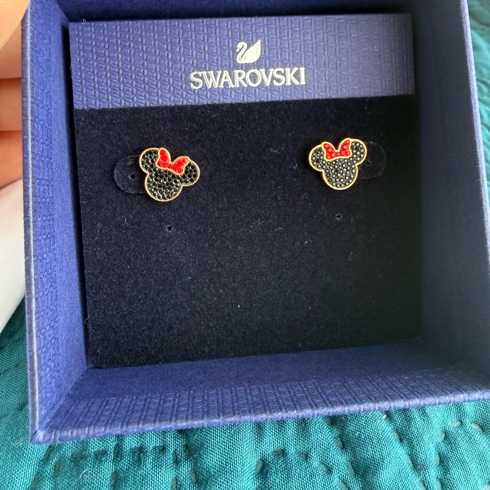 Swarovski Black and Red Mouse Earrings